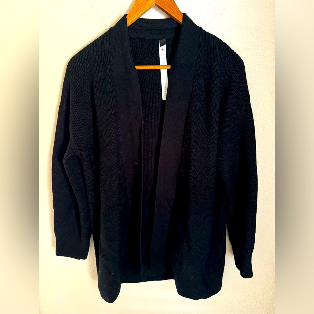 lululemon athletica Black Open-Front Ribbed Cardigan Sweater